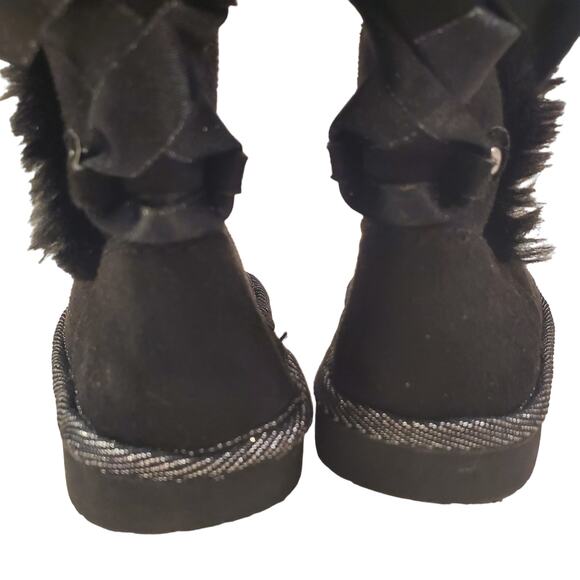 Jumping Beans Girls Black Slip on Boots with Bow Size 5 Toddler Winter Boots - Picture 5 of 14